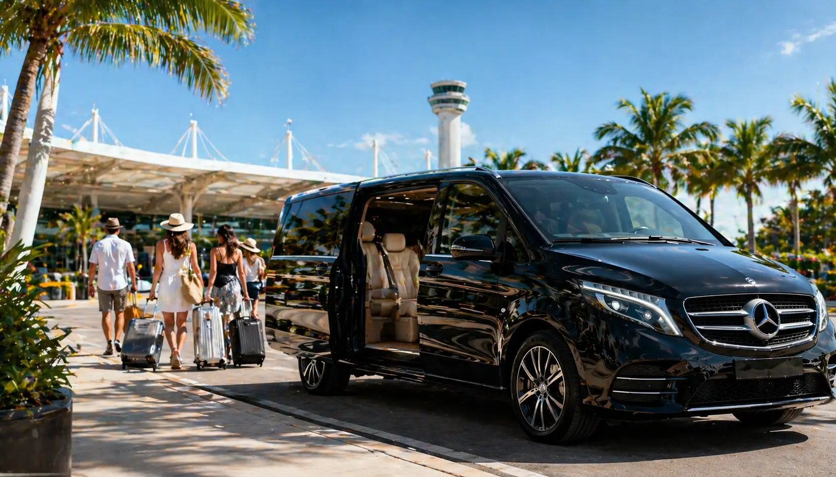 Pre-arranged private driver waiting at Cancun Airport with name sign — the safe way to avoid airport transportation scams