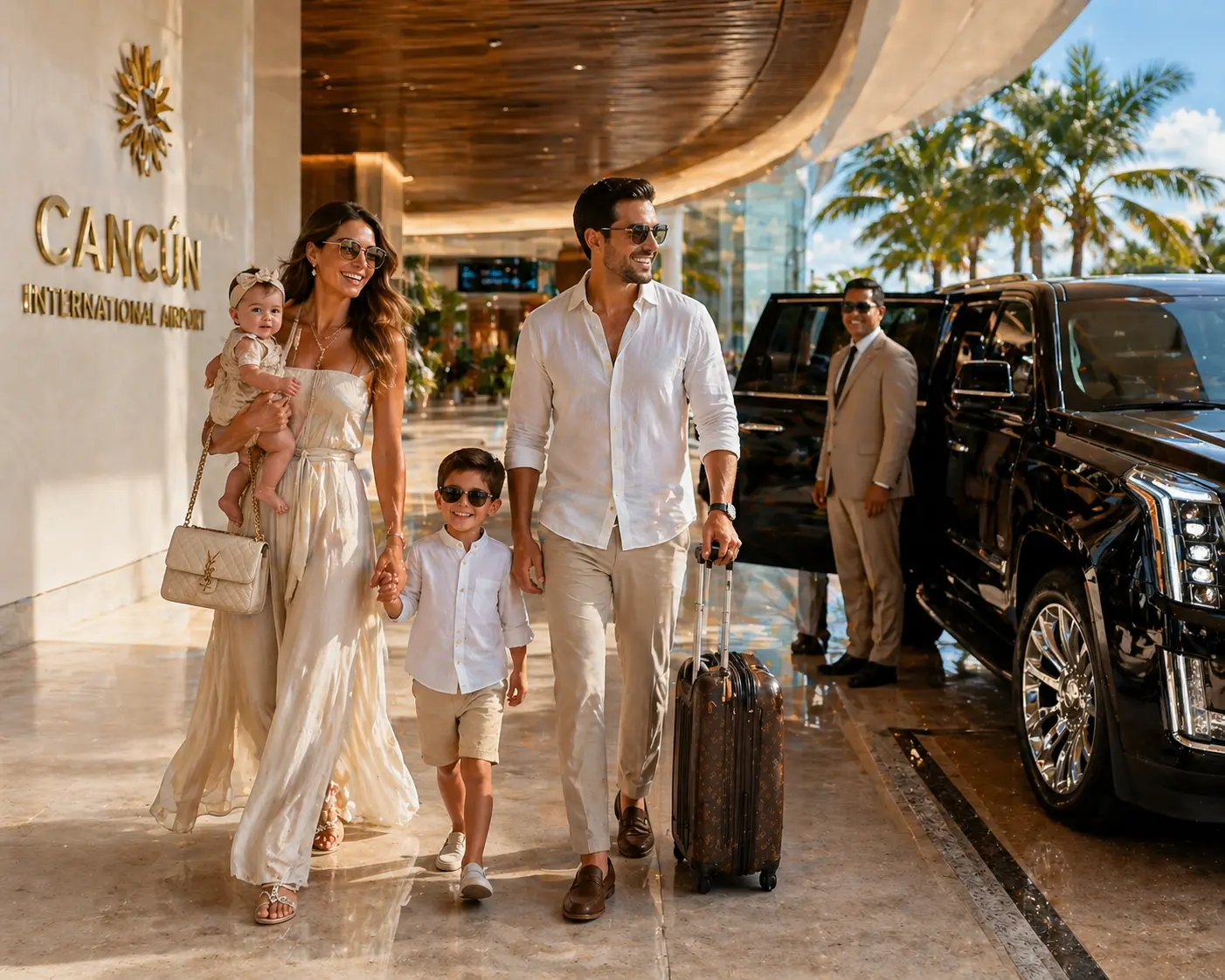 Private family airport transfer SUV from Cancun Airport to Playa del Carmen — spacious, comfortable, direct