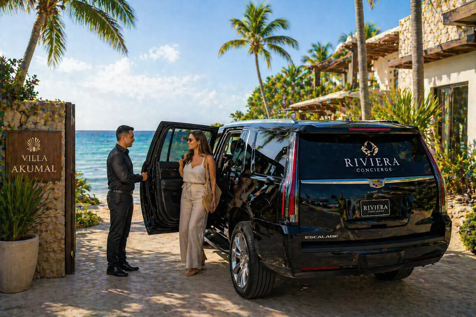 Private transfer arrival in Akumal hotel villa or beachfront stay
