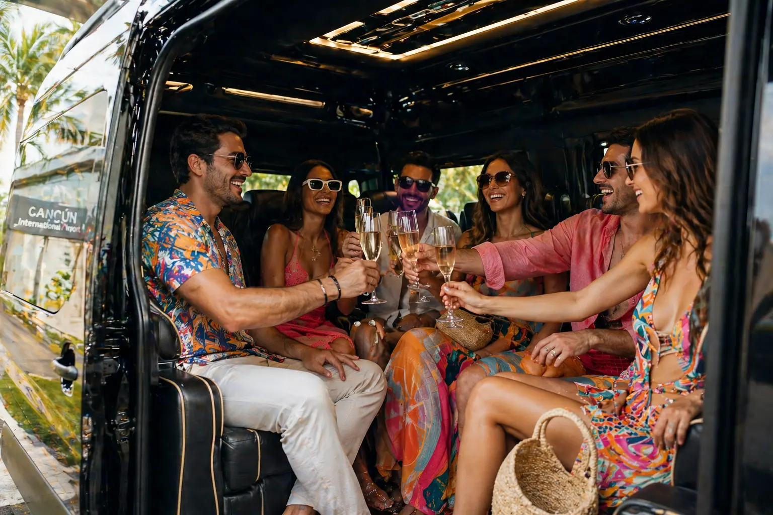 Group enjoying private yacht experience in Playa del Carmen after group airport transfer from Cancun