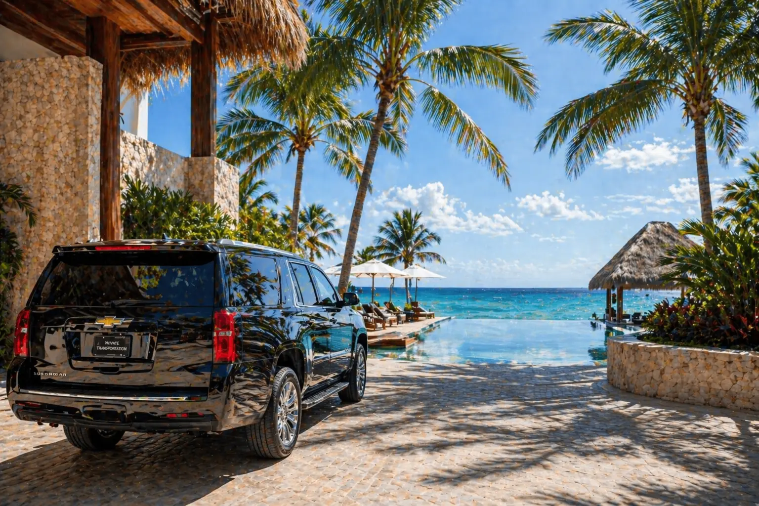 Private airport transfer arrival in Costa Mujeres luxury beachfront resort