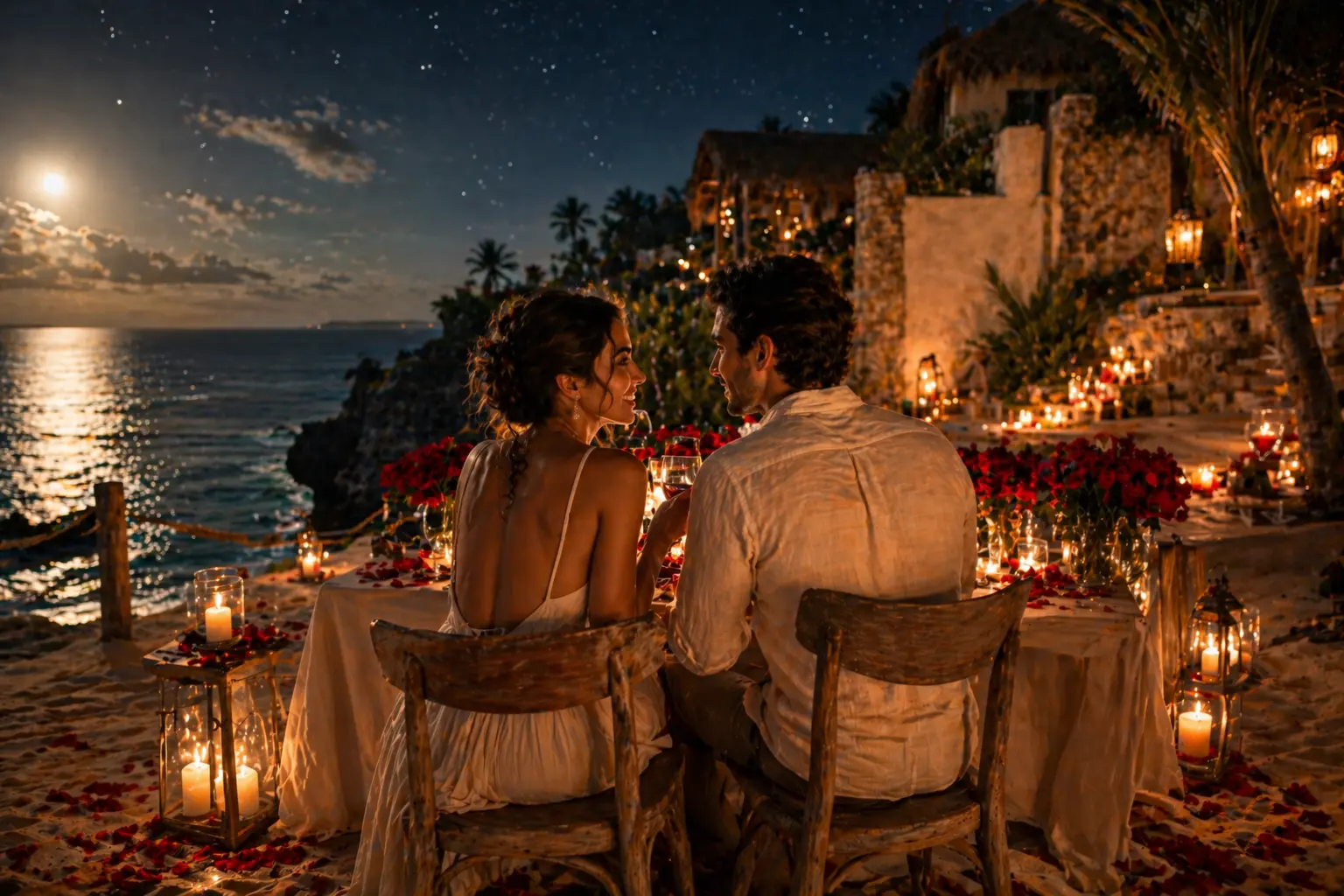 Private yacht honeymoon experience in Playa del Carmen — Caribbean Sea, turquoise water, romantic luxury