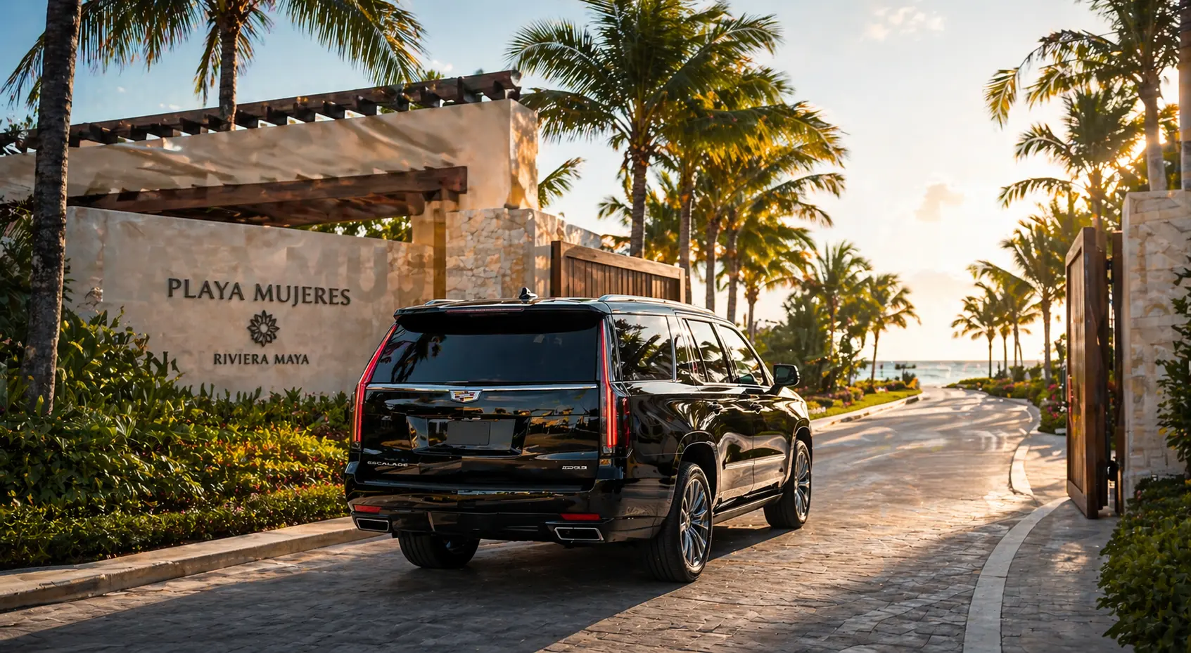Private airport transfer arrival in Playa Mujeres luxury beachfront resort