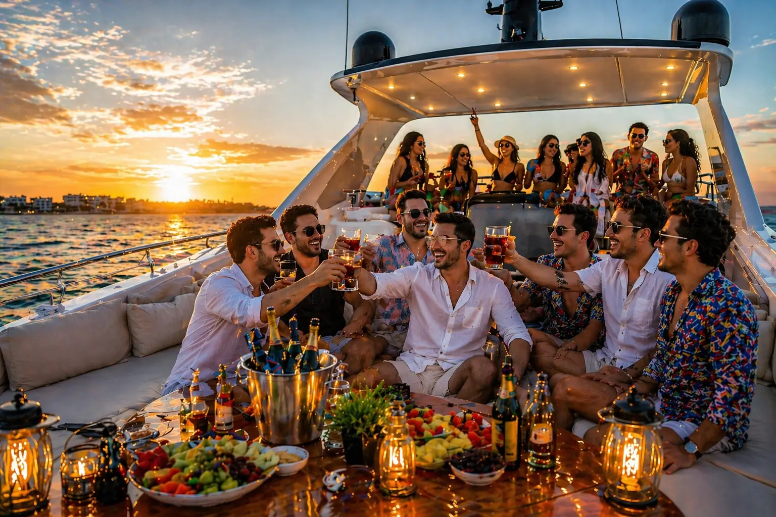 Private yacht deck experience in Playa del Carmen — luxury catamaran charter on the Caribbean Sea