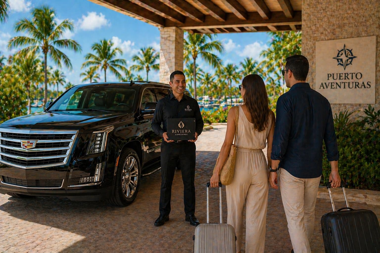 Private driver welcome service at Cancun Airport for Puerto Aventuras transfer