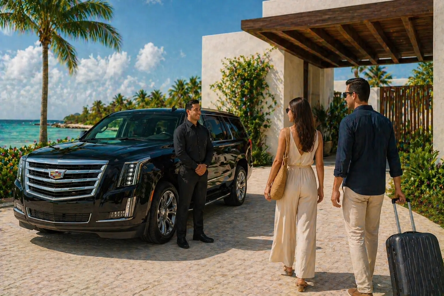 Private transfer arrival in Puerto Aventuras hotel villa or marina residence