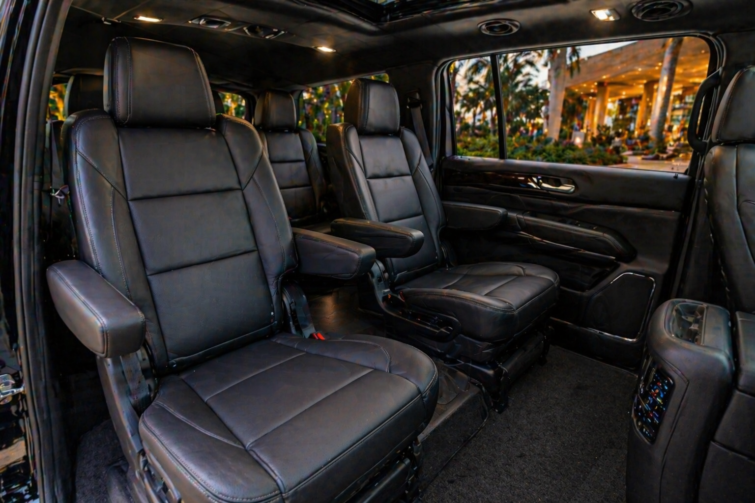 Luxury SUV interior for private Cancun to Tulum airport transfer with comfortable seating