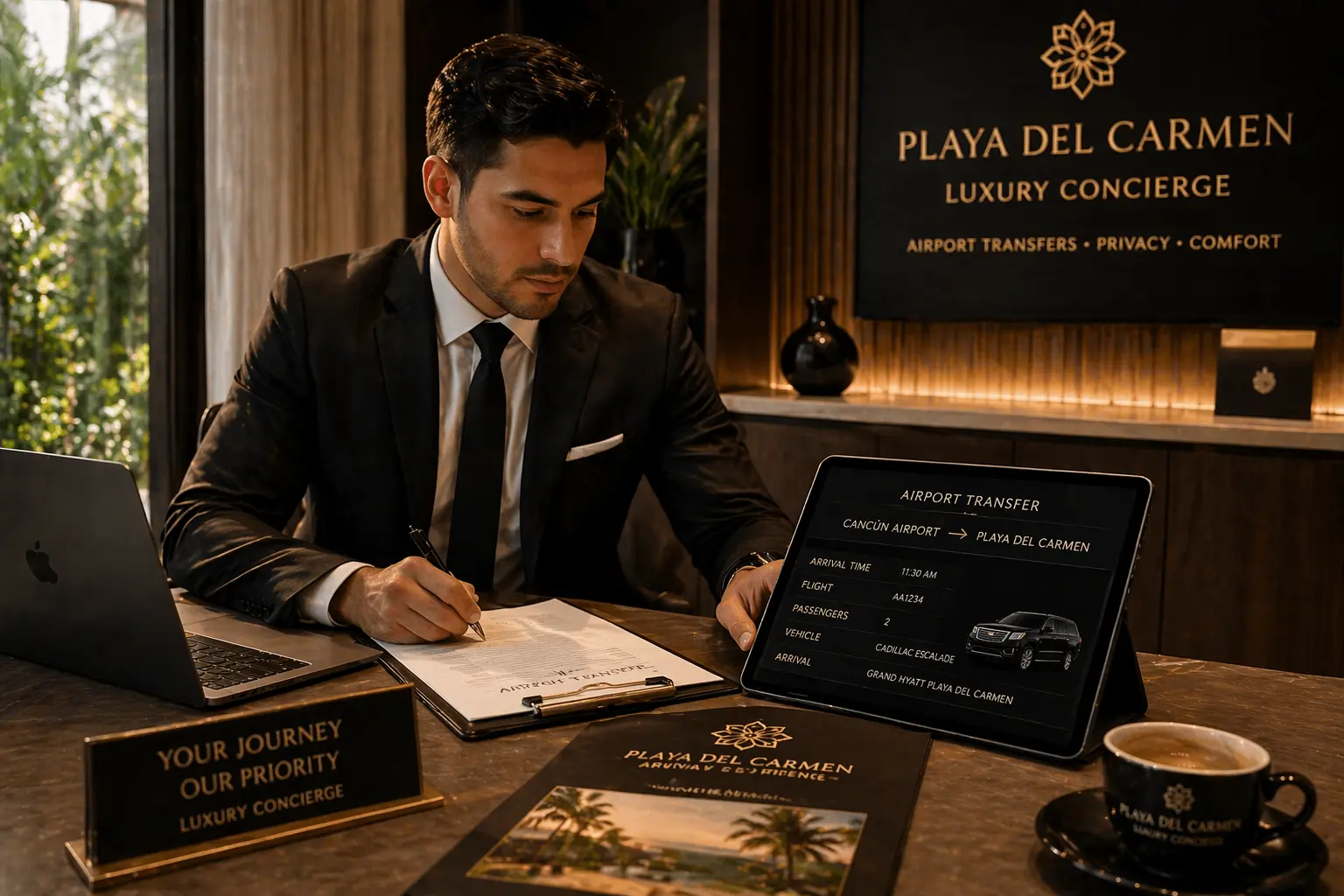 Concierge planning airport transfer cost from Cancun Airport to Playa del Carmen