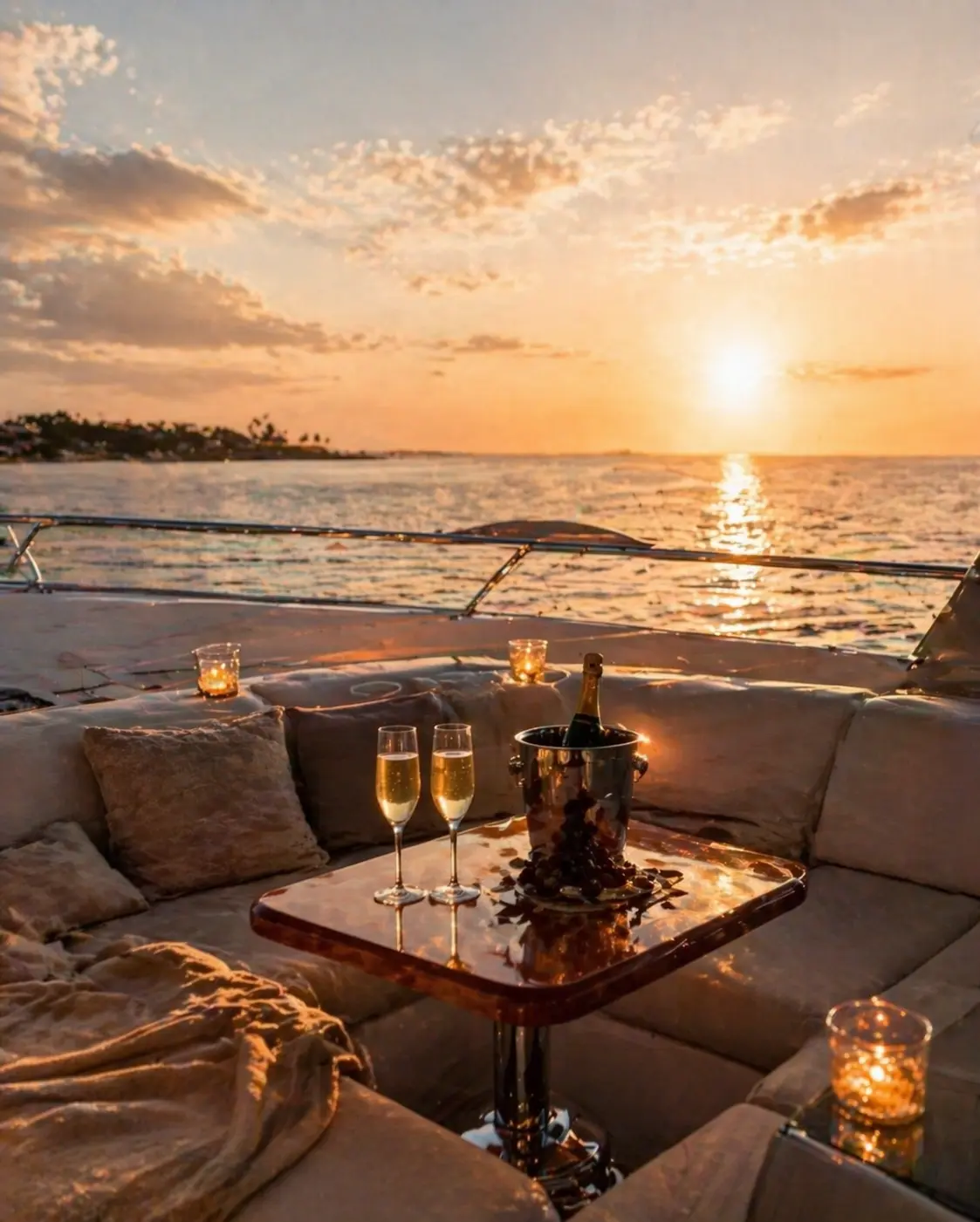 Romantic sunset yacht experience in Playa del Carmen — private catamaran charter on Caribbean Sea