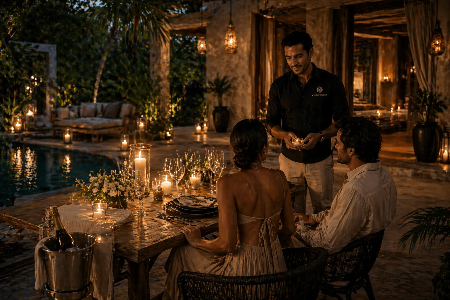Romantic luxury concierge experience in Tulum villa setting